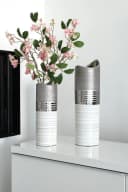 Dekovase GILDE Lavena Grau Silber Weiß Keramik Bild 1