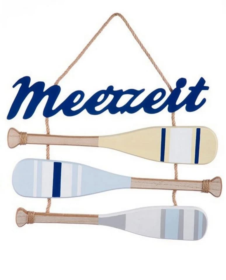 Gilde Wandbild Maritimes Holzplankenschild MEERZEIT Dunkelblau - Bild 2