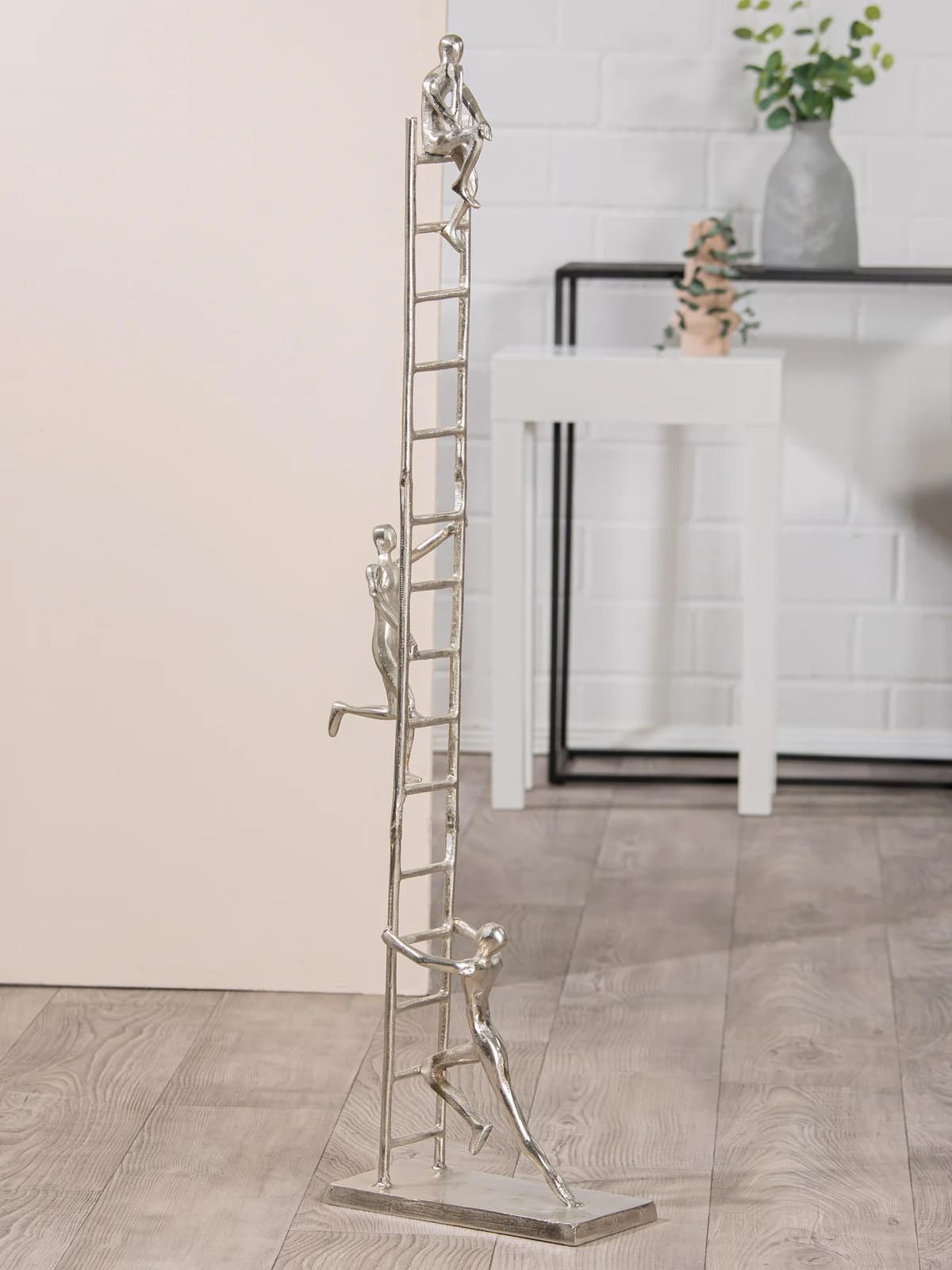 GILDE Dekofigur Skulptur "Aufstieg" Aluminium Silberfarben