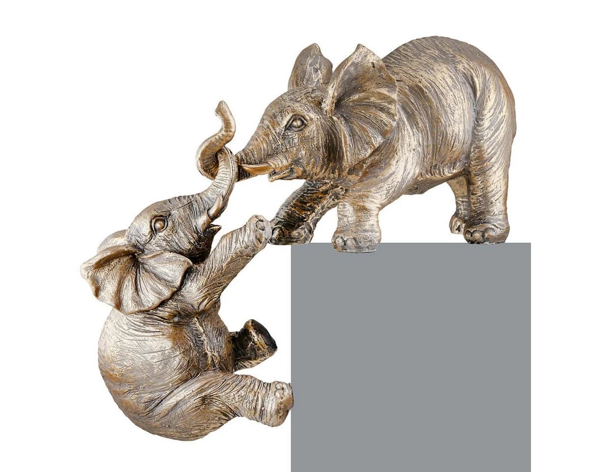 Gilde Dekofigur Elefant Kantensitzer Bronzeoptik Kunstharz - Bild 2