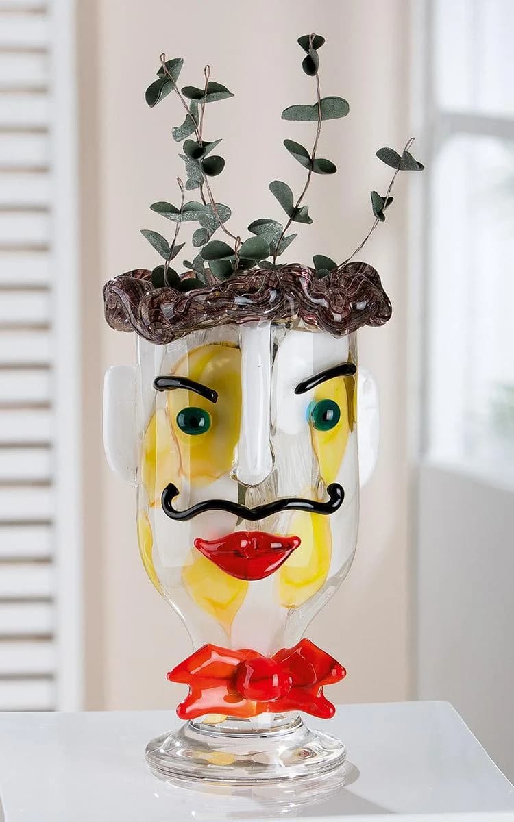 Vase FACE ALFREDO Grün Glas Dekovase