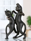 Gilde Gatto-Duo Katze Dekofigur Schwarz/Gold Kunstharz Bild 2