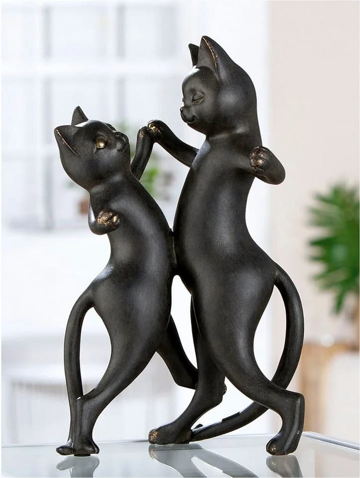 Gilde Gatto-Duo Katze Dekofigur Schwarz/Gold Kunstharz - Bild 2