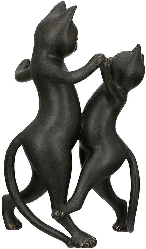 Gilde Gatto-Duo Katze Dekofigur Schwarz/Gold Kunstharz - Bild 3