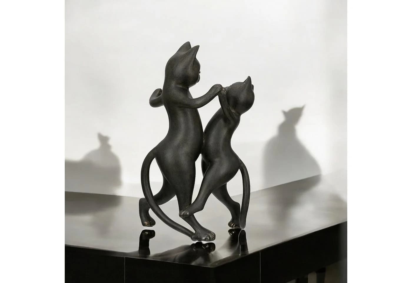 Gilde Gatto-Duo Katze Dekofigur Schwarz/Gold Kunstharz - Bild 5