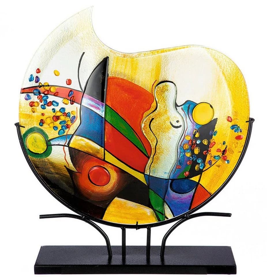 Casablanca by Gilde Tischvase Silhouette Dekovase Glas Metallfuß - Bild 2