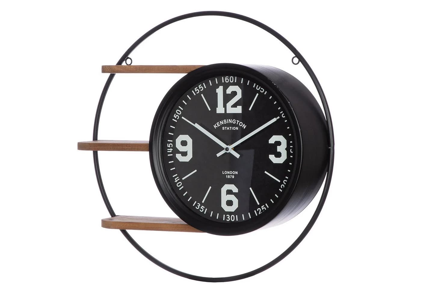 Wanduhr aus Metall und Holz in klassischem Design - Bild 3