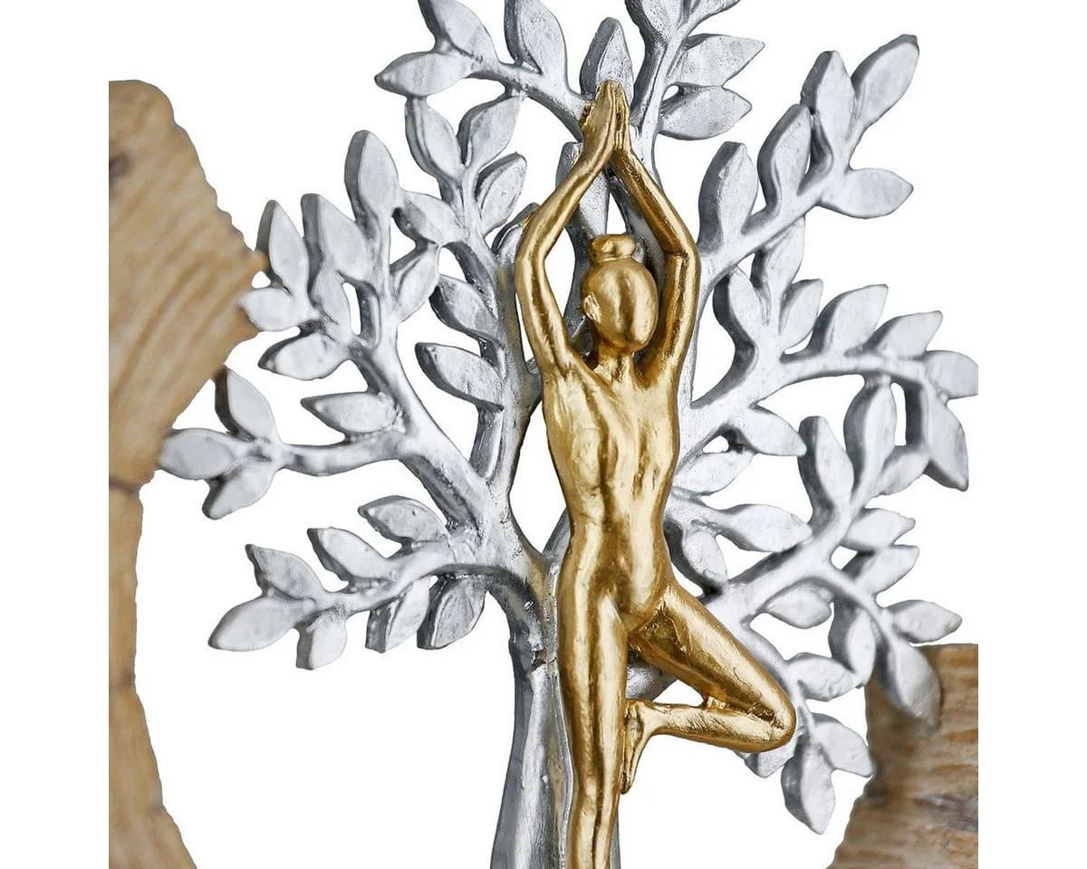 GILDE Yoga Skulpturen Set Namaste Baum & Lotus Gold Silber - Bild 3