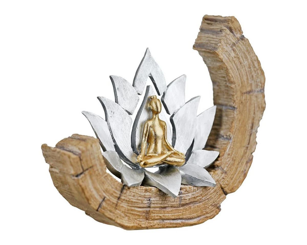 GILDE Yoga Skulpturen Set Namaste Baum & Lotus Gold Silber - Bild 5