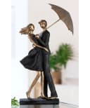 MF Skulptur Rain Gold/Schwarz Paar mit Regenschirm Bild 1