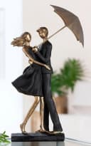 MF Skulptur Rain Gold/Schwarz Paar mit Regenschirm Bild 4
