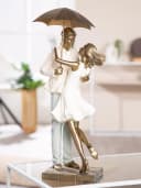 Gilde Dekofigur Love in the Rain Paar mit Schirm Bronze Bild 1