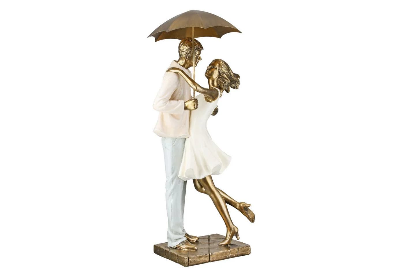 Gilde Dekofigur Love in the Rain Paar mit Schirm Bronze - Bild 2
