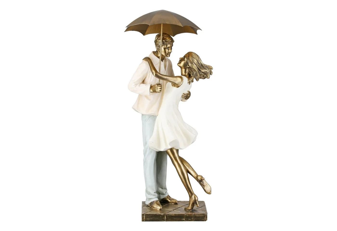 Gilde Dekofigur Love in the Rain Paar mit Schirm Bronze - Bild 4