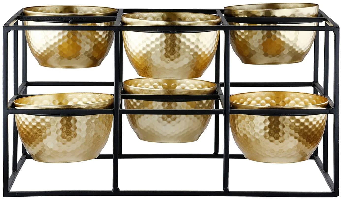 CASABLANCA 6er Teelichthalter Frame Gold Metall