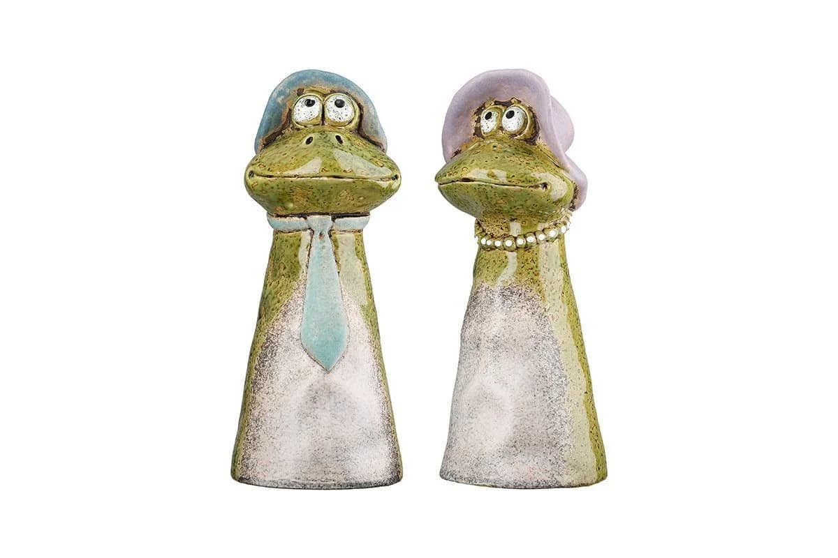 MF Froschpaar Lilly & Max Keramik Zaunfigur Grün 22 cm - Bild 5