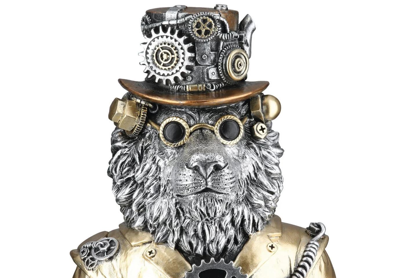 Gilde Dekofigur Löwe Steampunk Lion 58722 Kunstharz Figur Bronze/Gold - Bild 2
