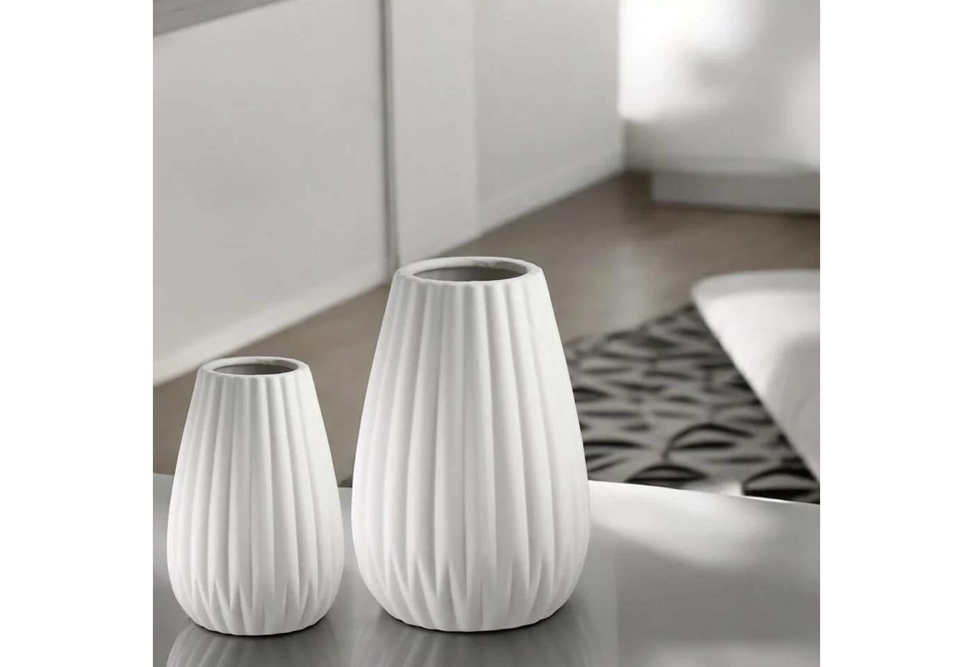 CASABLANCA BY GILDE Tischvase 2tlg. Set Piega Weiß Porzellan