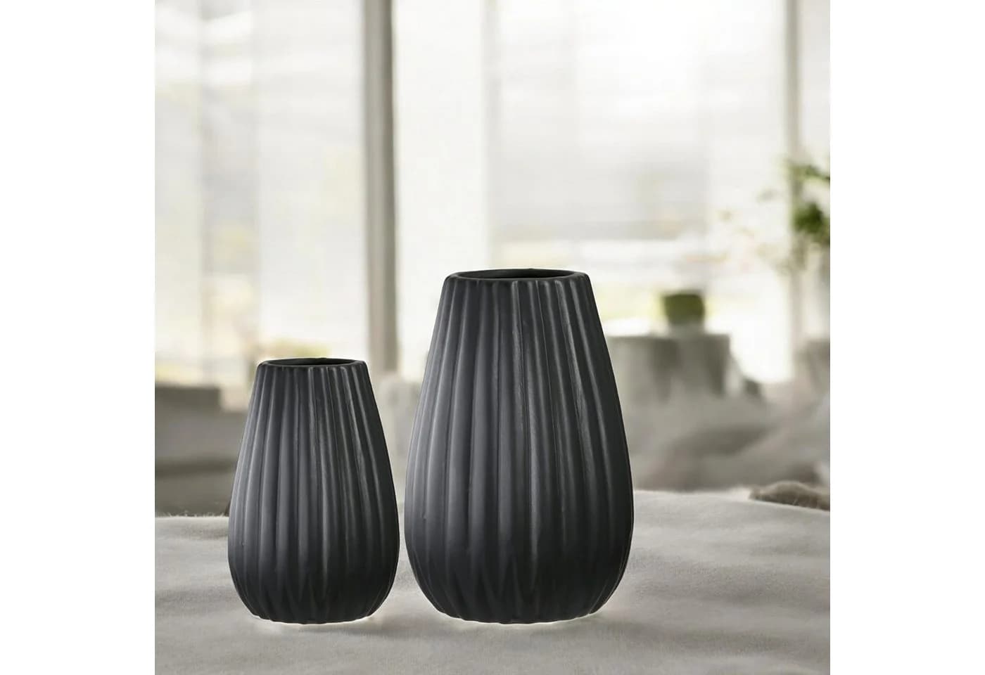 Casablanca by Gilde Dekovase PIEGA 2er Set Schwarz Porzellan