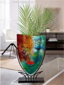CASABLANCA Tischvase oval lila Glas Metall Bild 1