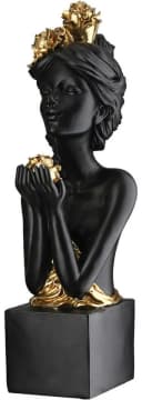 Gilde Skulptur Frau Rosenliebe Schwarz Gold Kunstharz Bild 2