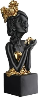 Gilde Skulptur Frau Rosenliebe Schwarz Gold Kunstharz Bild 3