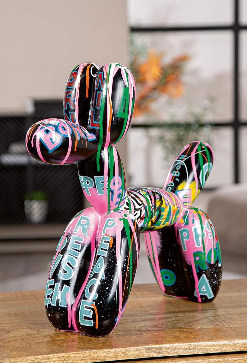 Figur BALLONHUND PALLONE Kunstharz Schwarz
