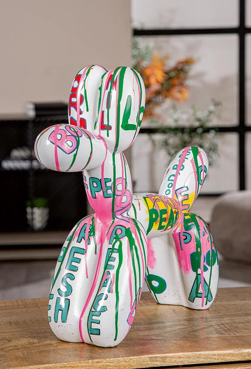 Figur BALLONHUND PALLONE Kunstharz Weiß