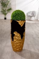 GILDE Übertopf Famosa XXL rund Gold Schwarz Fiberglas Bild 1