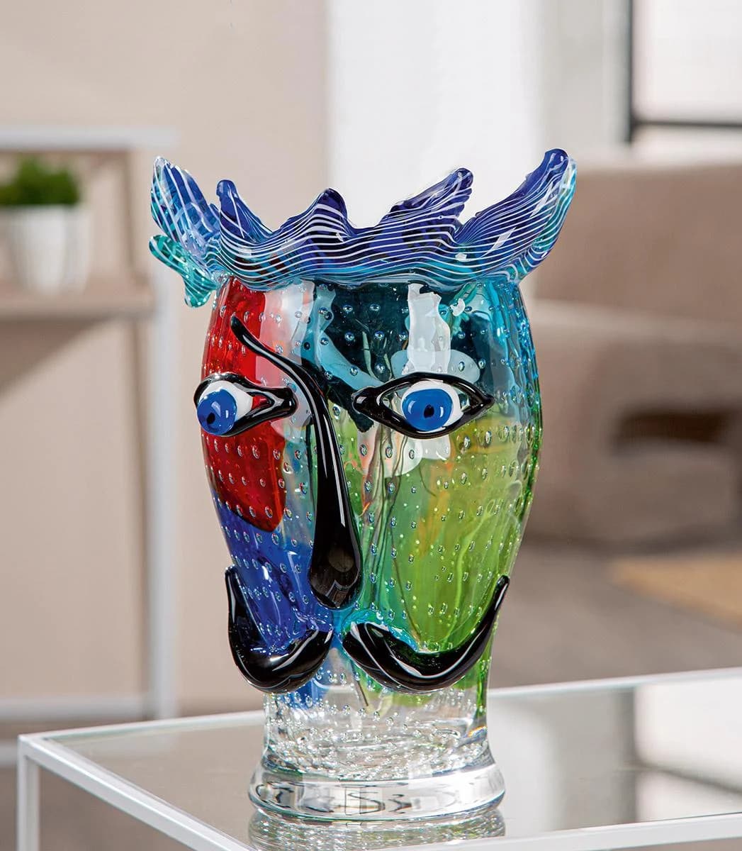 Vase FACE DONALD Grün Glas