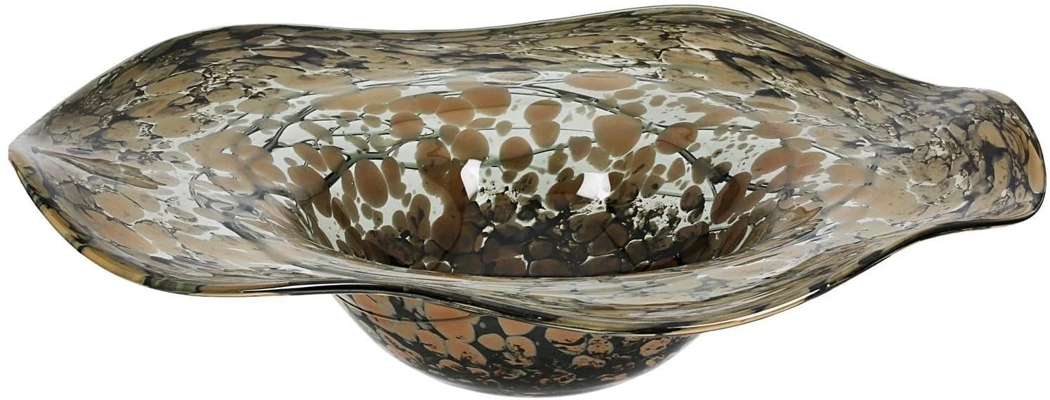 GILDE Glass Art Schale Mountain Braun Glas 41cm