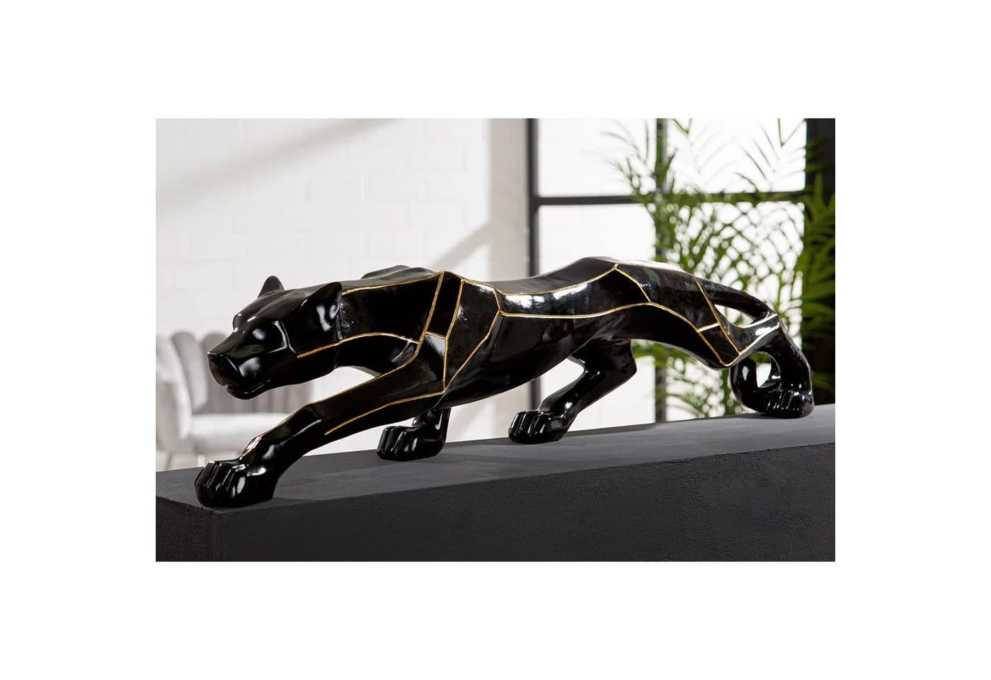 Gilde Tierfigur Gepard Cheetah Schwarz Kunstharz