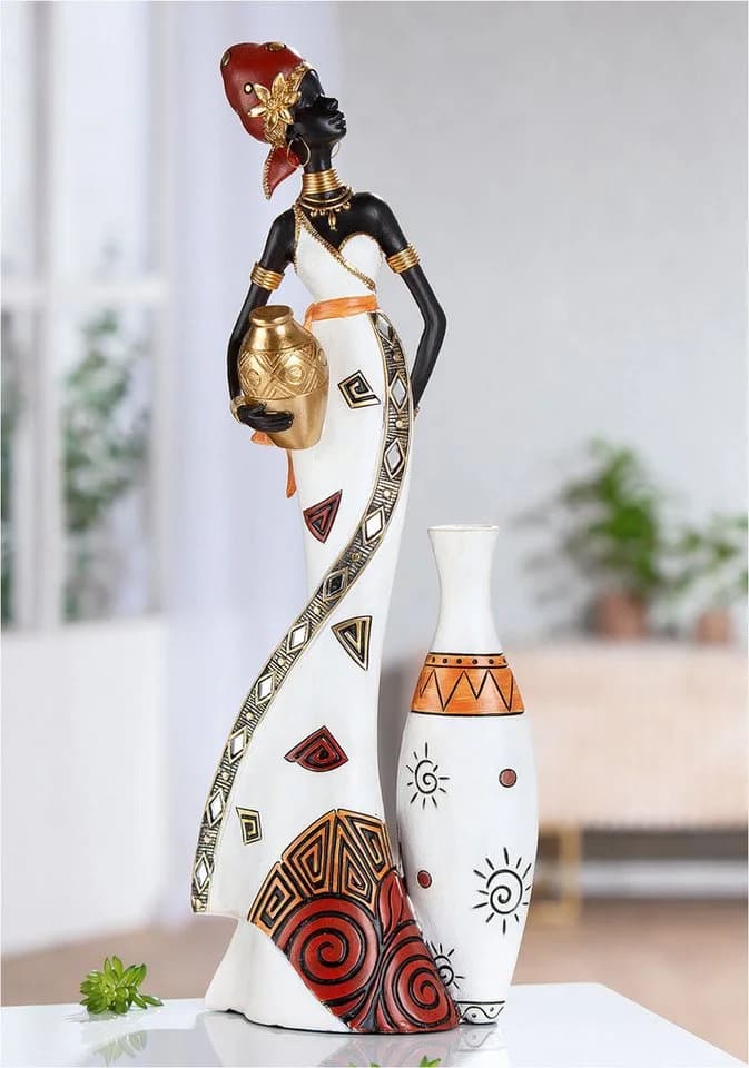 GILDE Skulptur Figur Frau Imara Weiß Deko Kunstharz