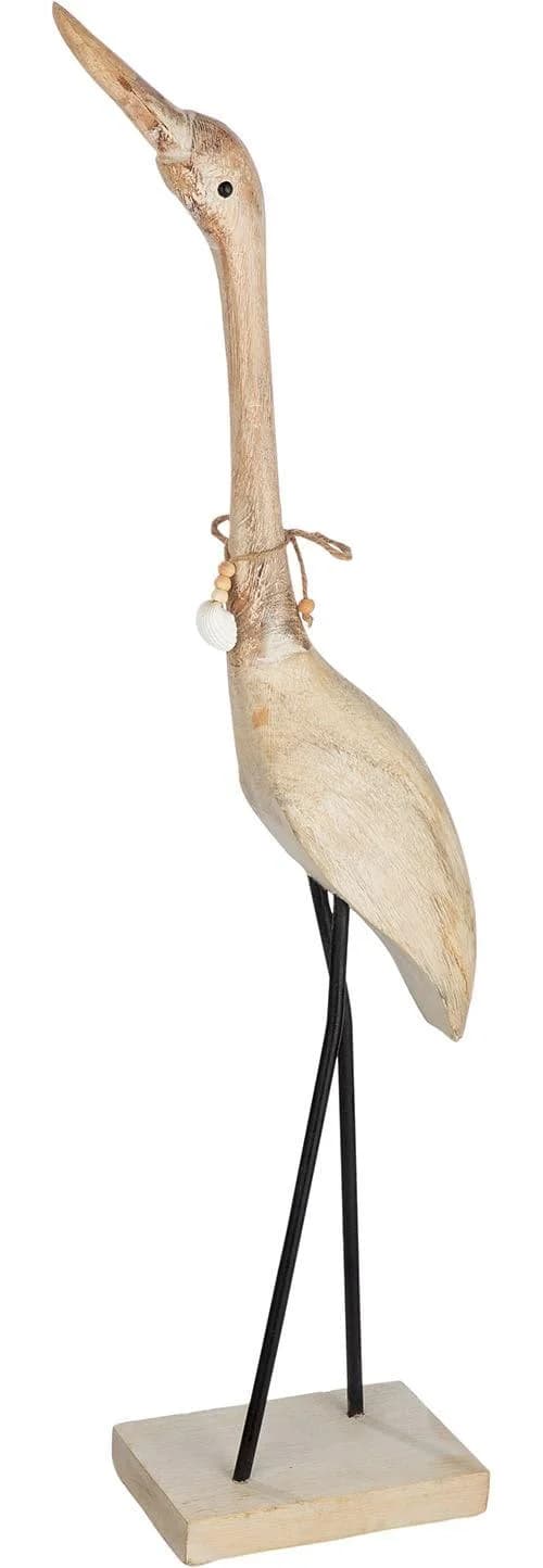 GILDE Skulptur Reiher Julius Naturfarben Holz Deko
