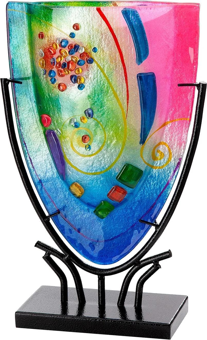 GILDE Tischvase Oval Cool Glas Mehrfarbig