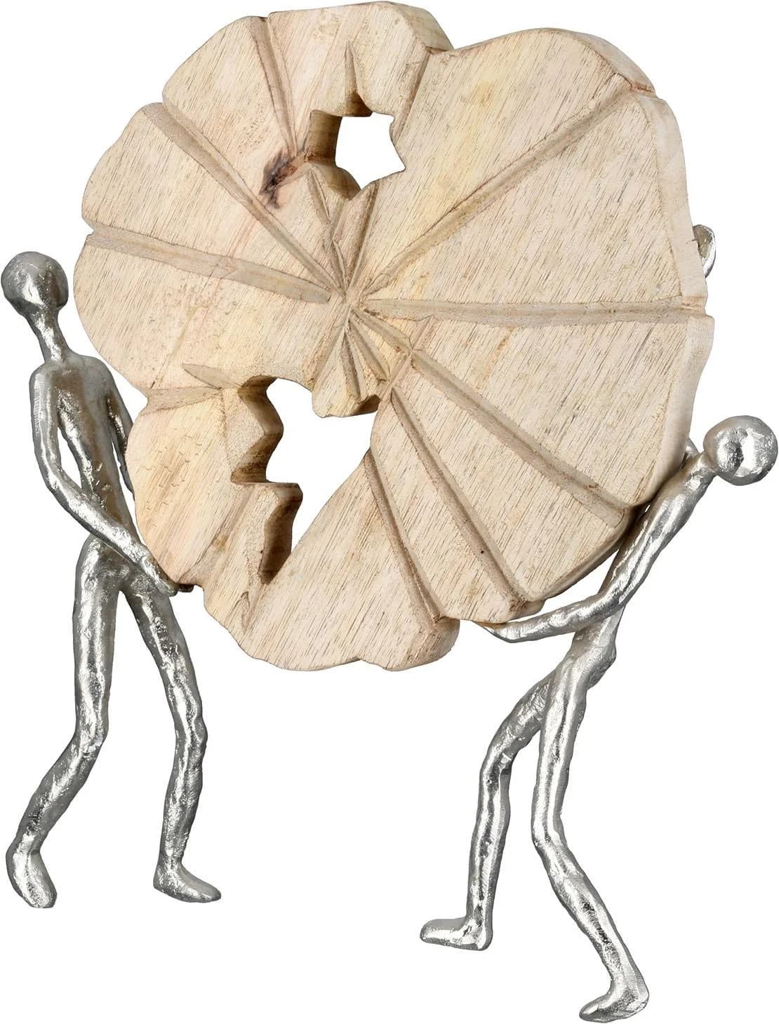 GILDE Skulptur Carry Mangoholz Silber Naturfarben
