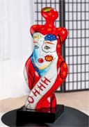 GILDE Skulptur Figur Frau Femme Rot Weiß Kunstharz Bild 1