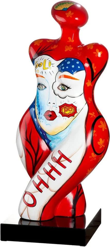 GILDE Skulptur Figur Frau Femme Rot Weiß Kunstharz - Bild 2
