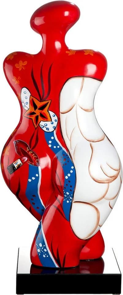 GILDE Skulptur Figur Frau Femme Rot Weiß Kunstharz - Bild 4