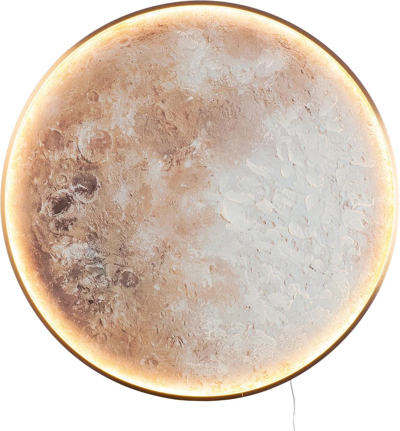 Gilde Leinwandbild Moon Rund mit LED-Beleuchtung Braun