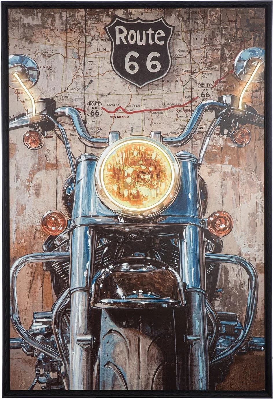 GILDE Leinwandbild Motorcycle mit LED-Beleuchtung Schwarz/Braun