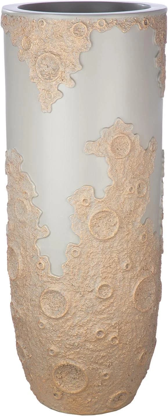 Gilde Übertopf Moon XXL rund Beige Grau Fiberglas