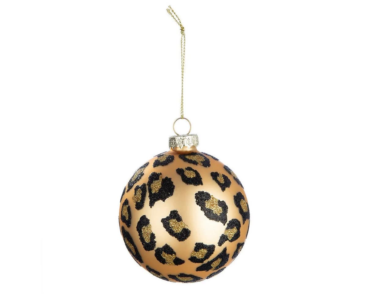 GILDE Weihnachtsbaumkugel „Leopard“ Glas Schwarz/Gold Ø 8 cm - Bild 2