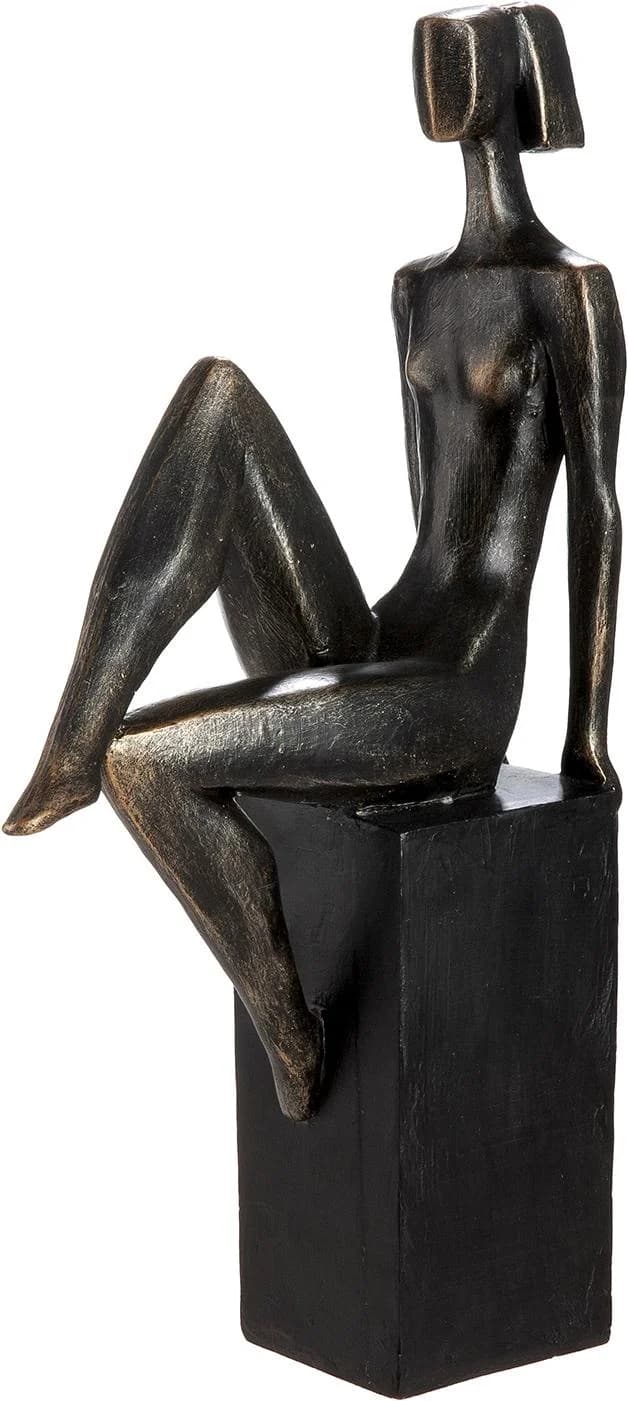 GILDE Skulptur Frau Eleganz bronzefarben mit schwarzer Basis
