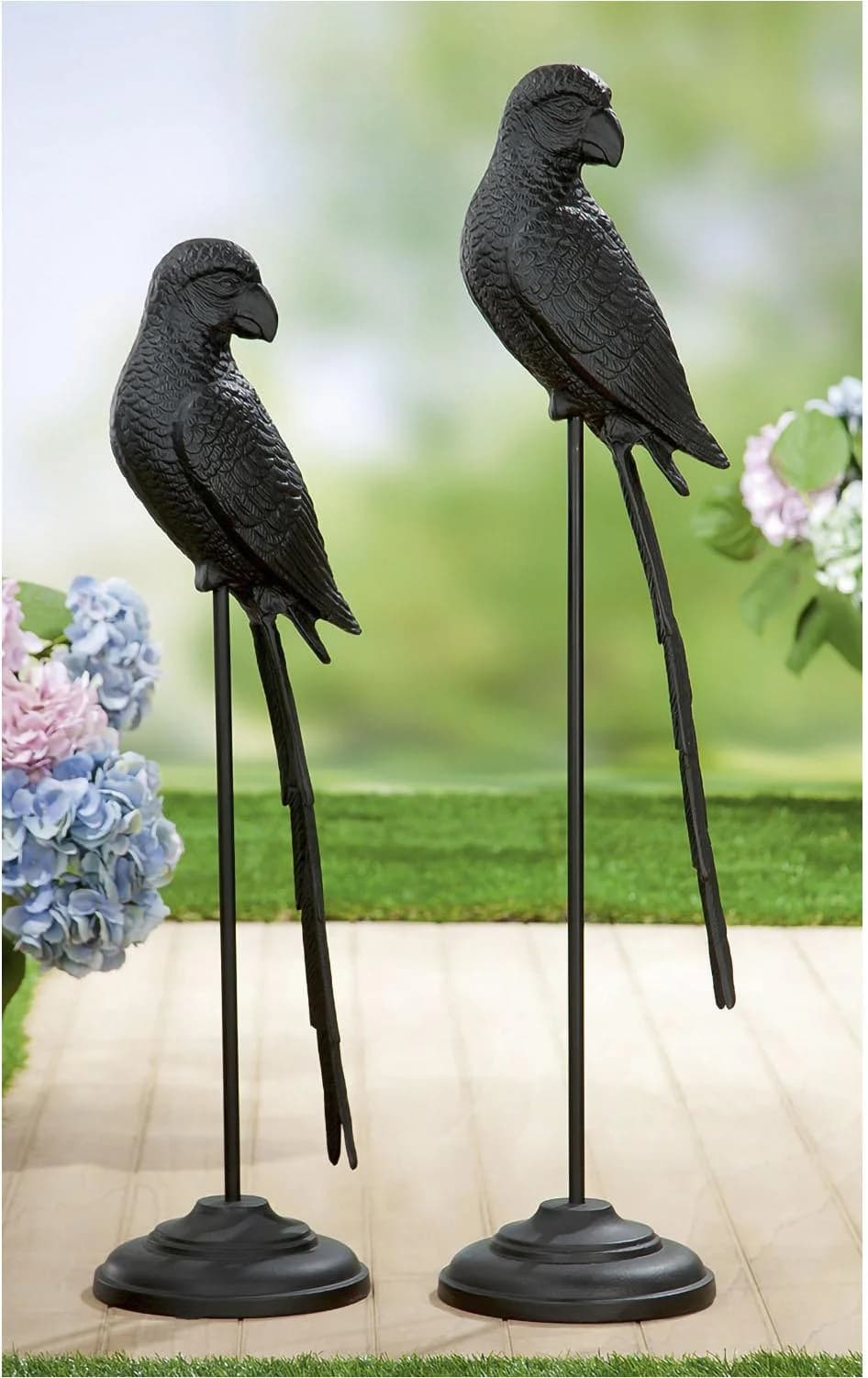 Gilde Skulptur Parrot Dekofigur Schwarz Aluminium
