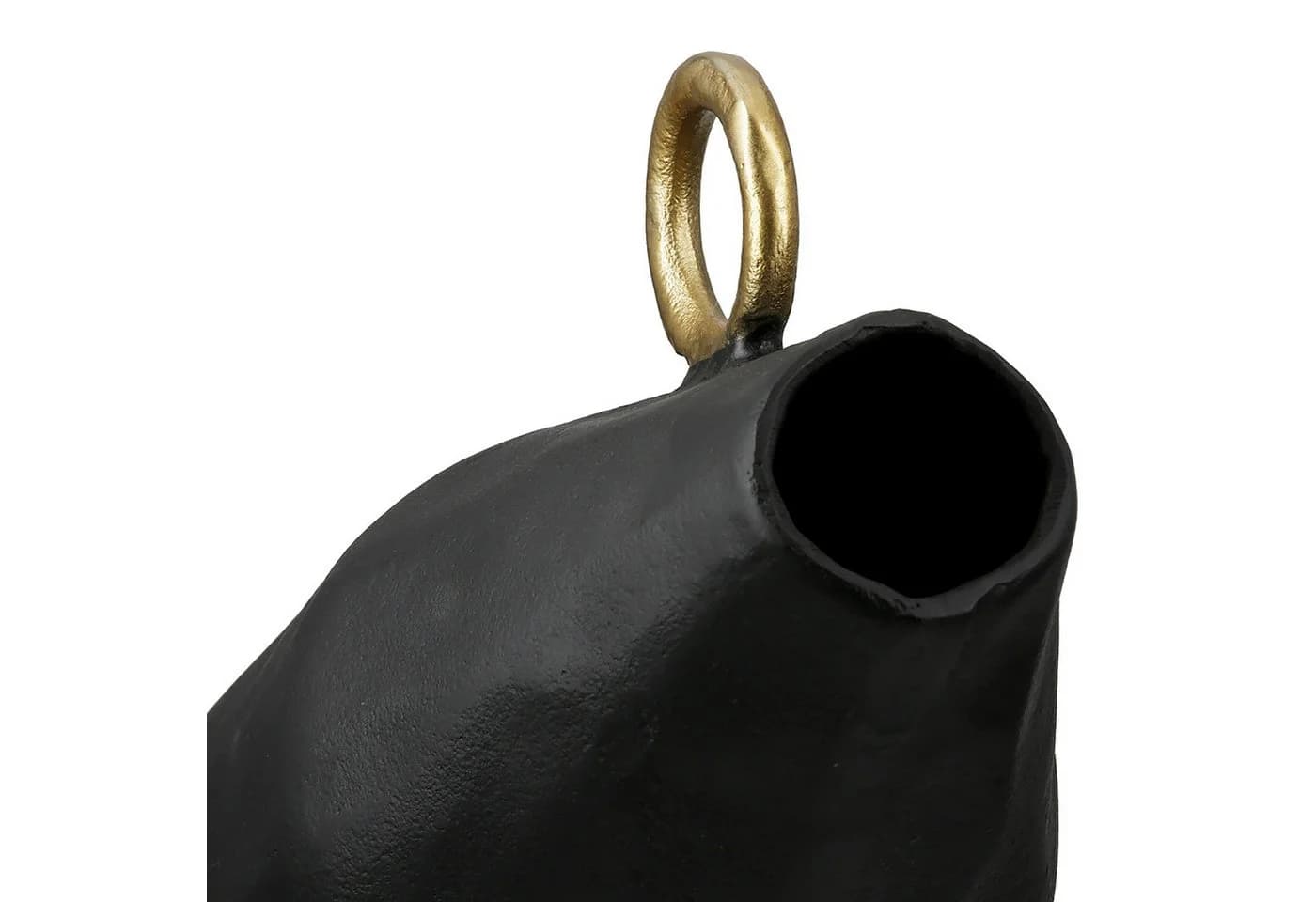 GILDE Tischvase Dora Schwarz Aluminium mit Goldring - Bild 3