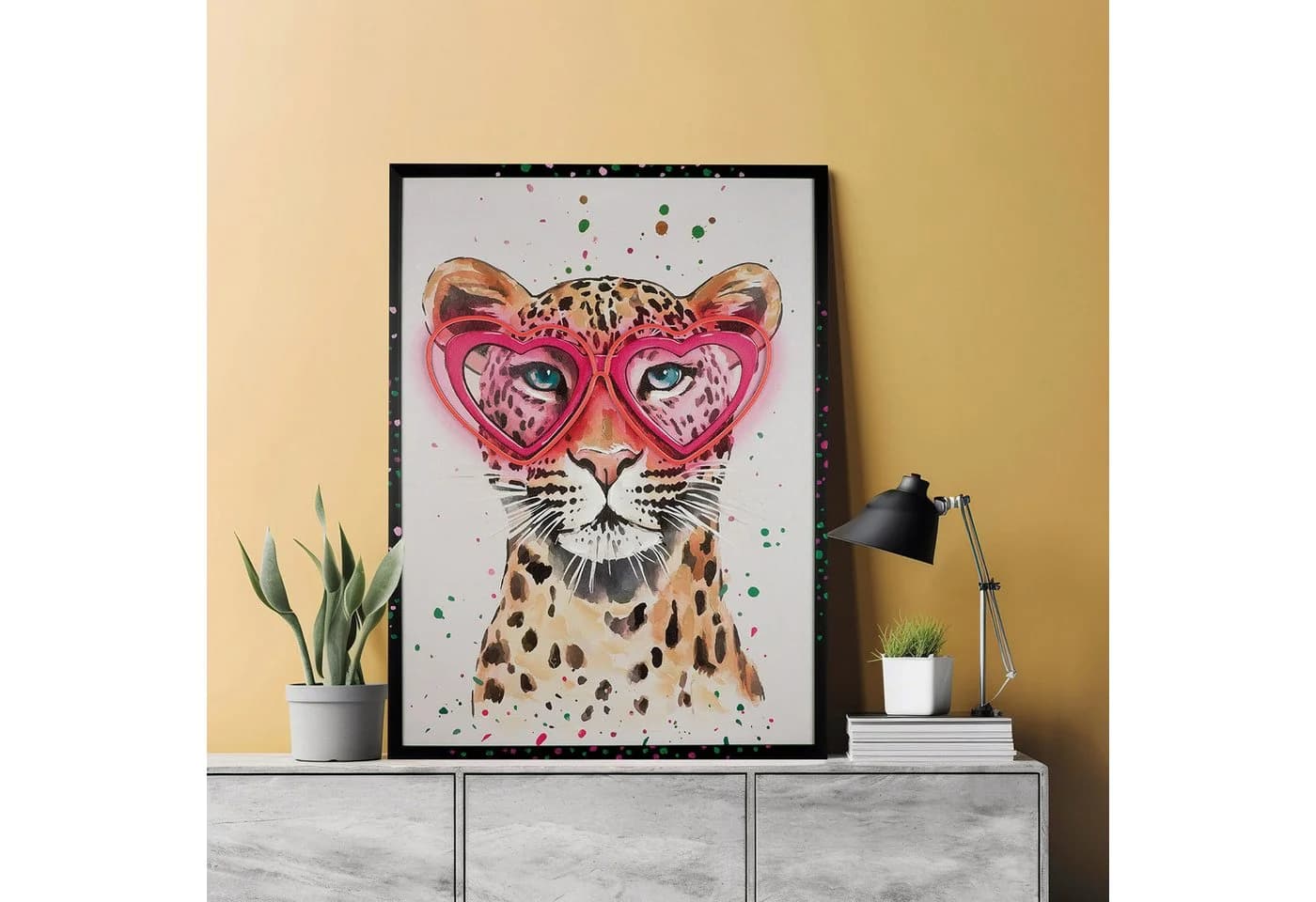 GILDE LED-Leinwandbild Leo Love Leopard Rosa