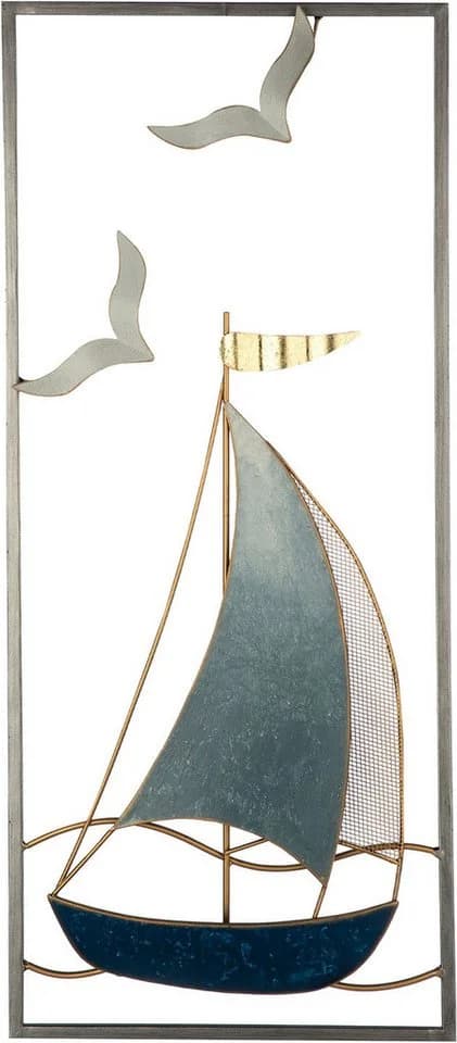GILDE Wandrelief Sailing Blau Weiß Metall Wanddeko - Bild 2