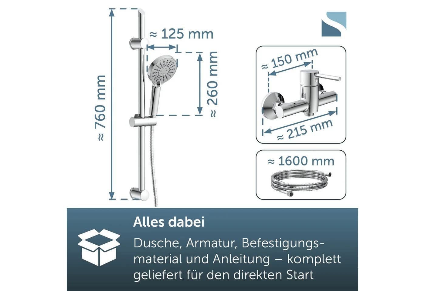 SCHÜTTE SAMANA Duschsystem Chrom Stangenbrauseset - Bild 3