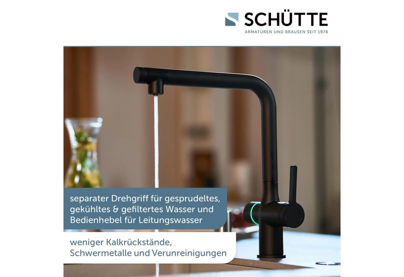 Küchenarmatur SCHÜTTE "AQUADUCT" Sprudelwasser-Spültischarmatur Schwarz matt - Bild 5